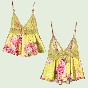 Victoria's Secret Yellow Floral Lace Chemise